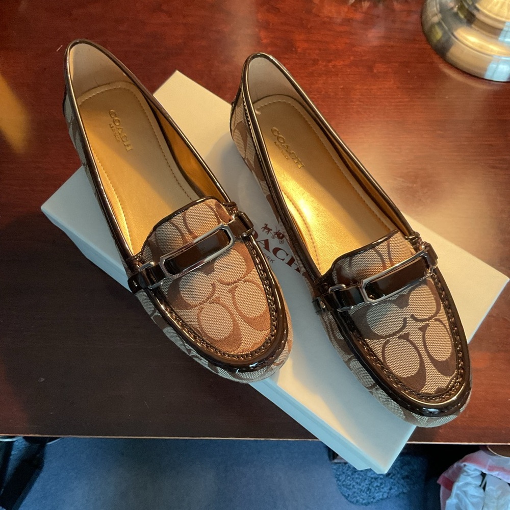Coach Brown Signature Pattern Loafers